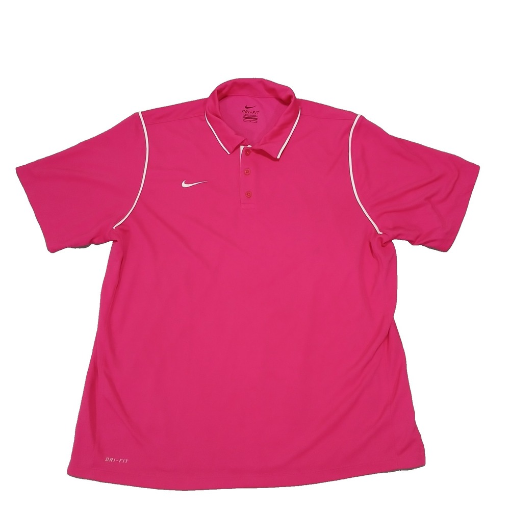 Nike Mens Polo Shirt Standard Dri Fit Stretch Collared Short Sleeves Pink XL